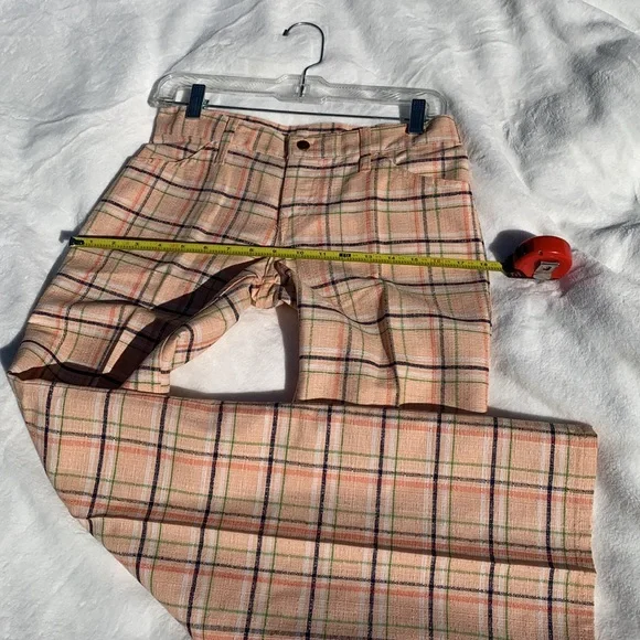 Levi’s plaid polyester pants 70’s sta-prest orange blue green - Picture 16 of 16